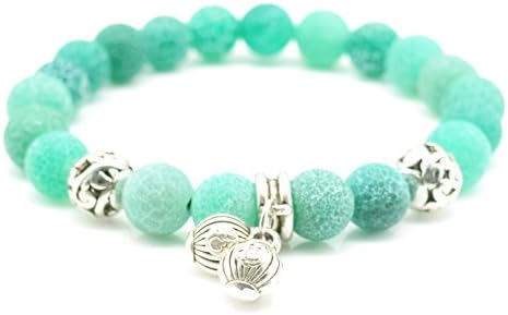 Handmade Mint Green Natural Stone Soothing Beaded Stretch Bracelet Wealth and Good Luck