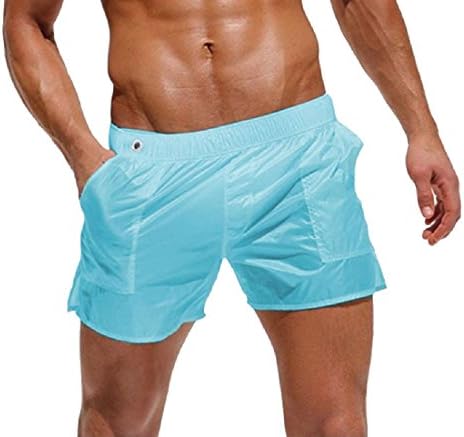 Winwinus Mens See Through Straight-Fit Elastic Waist Shorts Trunks