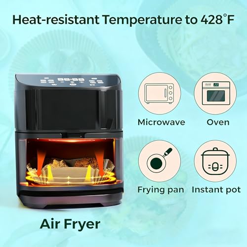 100 Pcs Air Fryer Papers Disposable, Unbleached Parchment Paper for Air Fryer, Non-Stick and Oil Proof for Easy Cleanup, 6.3inch/16cm, Square