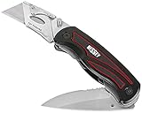 Bessey D-BKAH-2B Lock Back Knife with Smooth/Serrated Blade & Utility Blade, Red/Black