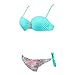 JingQi Womens Push Up Diamond Decorated Beach Bandeau Bikini (Medium, Blue)