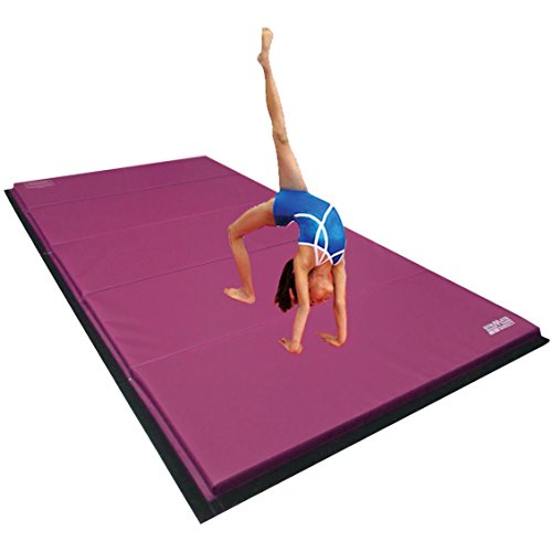 Gymmatsdirect 5'x10'x2" Super Large Gymnastics Exercise Tumbling Mat, 5 Panels Folding Gym mats, Purple
