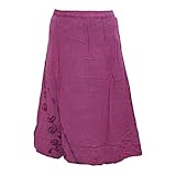 Mogul Womens Skirt Pink Designer Embroidered Boho A-line Flare Midi Skirt