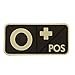 Mini First Aid Blood Type PVC Patch Black and White Glow Dark Compatible with Velcro PVC Patches for Hats,Plate Carrier,Ifak,First Aid Kit Patch (O Positive)