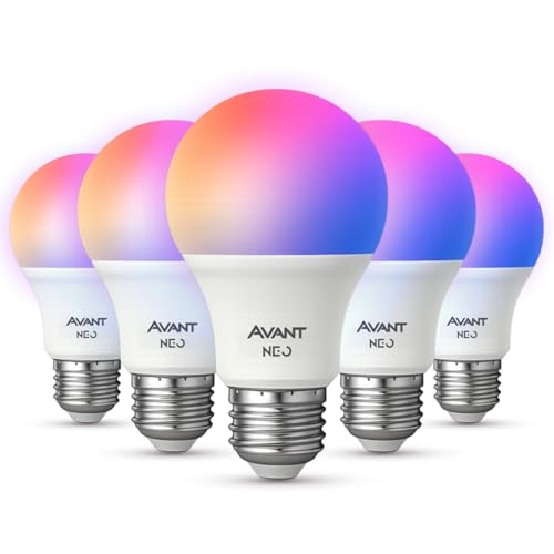 Kit 5 Lâmpadas AVANT NEO Smart LED 10W E27 Dimerizável RGB Compatível com Alexa e Google Home Controle voz Wifi Casa Inteligente Tuya