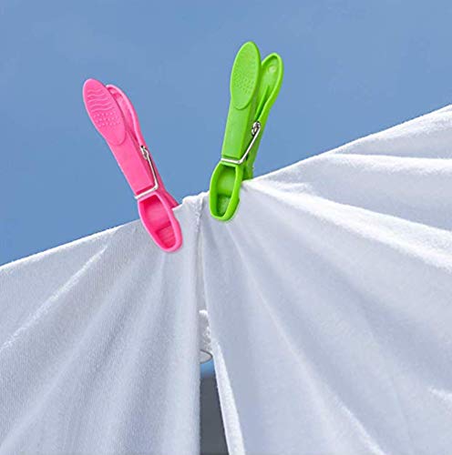 DurReus Sturdy Clothesline Pins for Drying Clothes Large Plastic Clothespins Hanger Clips Pegs Laundry Clamps 24 Pack Green - Thumbnail 4