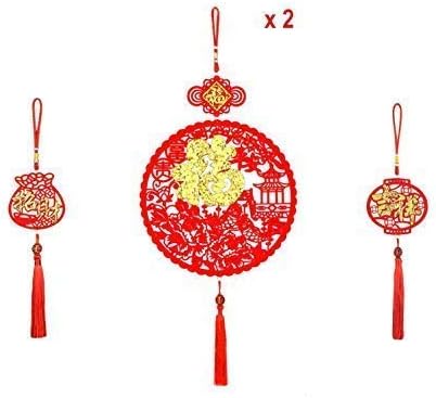 Chinese New Year Decorations Fu Chinese Spring Festival Home Decor Traditional Ornamental Knot Tassel Red by CandyHan