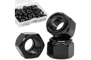 Hmevsafinect Hex Lock Nuts - M5 x 0.8mm Carbon Steel Nylon Insert Self-Locking Nuts for Fasteners, 50Pcs Black (50 Pcs M5)