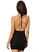 LE3NO Womens Sexy Bodycon Deep V Neck Backless Halter Mini Party Club Dress