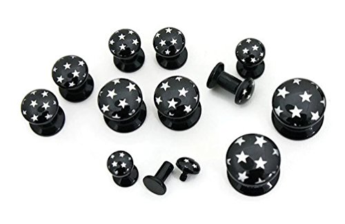 Star pattern acrylic plugs - sold by pair (choose size)…
