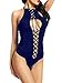 BeLuring Keyhole Halter Teddy Lingerie Sleepwear Nightie for Women, 17 Blue, One Size