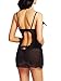 Amoretu Womens Flyaway Cupless Babydoll Lingerie Set, One Size, Black