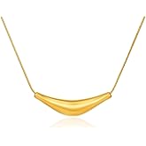 XUN Zhe Stailess Steel Metal Curved Bar Tube Pendant Necklace for Women Dainty Snake Chain Statement Necklace Chunky Horizontal Round Tube Choke Necklaces