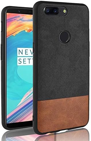 OnePlus 5T Case,DAYJOY Dual Color Denim Cloth +PU Leather Material Anti-Scratch Shockproof Bumper Simple Style Cover Case for OnePlus 5T (Black)