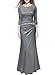 Miusol Women's Retro Floral Lace Vintage 2/3 Sleeve Slim Ruched Wedding Maxi Dress,Silver Gray,Medium