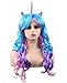 kaste Women Princess Rainbow Unicorn Wig Long Curly Hair Wigs Halloween Party Cosplay (QY-6971)