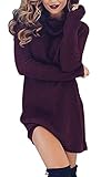 Jusfitsu Women's Turtleneck Long Sleeve Slim Fit Knit Pullover Sweater Dress
