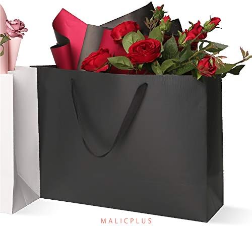 MALICPLUS 12 Extra Large Gift Bags 16x6x12 Inches, Luxury Large Gift Bags with Handles (Cotton) for All Occasions (Matte Black Embossing) 4 MALICPLUS 12 Extra Large Gift Bags 16x6x12 Inches, Luxury Large Gift Bags with Handles (Cotton) for All Occasions (Matte Black Embossing)
