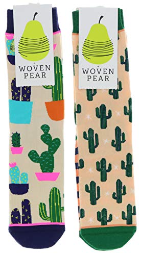 Woven Pear Women's Can't Touch This Cactus Theme Crew Socks (2Pr), Cotton Blend - Thumbnail 4