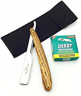 MEN SHAVING RAZOR HOLDER BARBER SALON VINTAGE KNIFE SHAVETTE STRAIGHT EDGE CUT THROAT KASHMIRI WOODEN HANDLE SHAVING KNIFE NAVAJA RASIERMESSER 100 Derby Blades