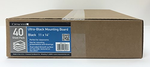 Crescent Creative Products Black Crescent Ultra 8 Mounting Board, Double-Sided, Bulk Pack, 40 Count, 11" x 14" Size, 11 x 14 Inches