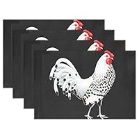 Jojogood Rooster Placemat Dining Table Mat 12"x18" Polyester Heat Resistant Non-Slip Place Mat Set of 6