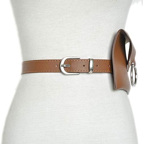 Cvxgdsfg Waist bag ladies belt bag PU waist bag fashion women's solid color ring PU Messenger bag chest chest bag (Color : Brown)