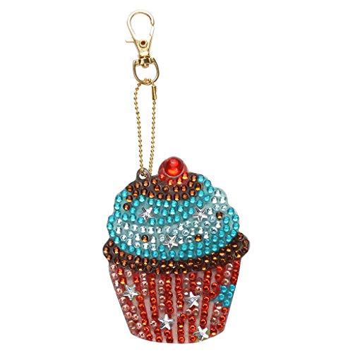 5D DIY Diamond Painting Keychain, 4 pcs Cupcake Shape, Mosaic Making Full Drill Special Shape Diamond Painting Kit for Bags, Smartphone Straps, 4 Pack