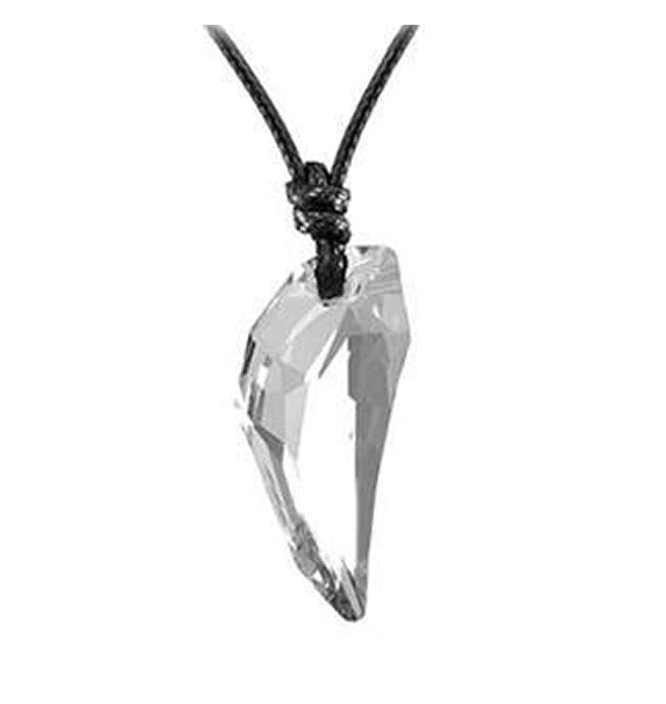 Gregory Crafts & Gifts Dragons, Wolf Tooth Crystal Necklace - Black Cord and Clear Crystal Tooth Shaped Crystal Pendant