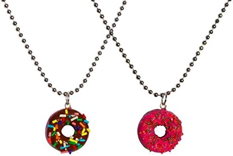 Le Sweeties Scented Miniature Food Jewelry Aromatherapy Jewelry Miniature Flower Pendant Necklace (Best Friends Donut Necklace Two-Piece Set)