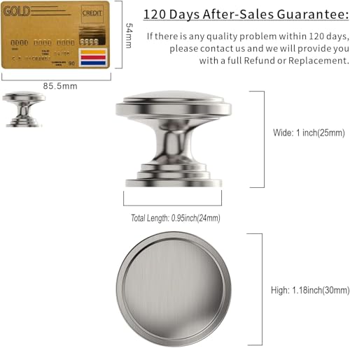 Amerdeco 10 Pack Brushed Satin Nickel Cabinet Knobs Single Hole Cabinet Handles 2 Inch Solid Zinc Alloy Round Drawer Knobs Cupboard and Kitchen Hardware AM048
