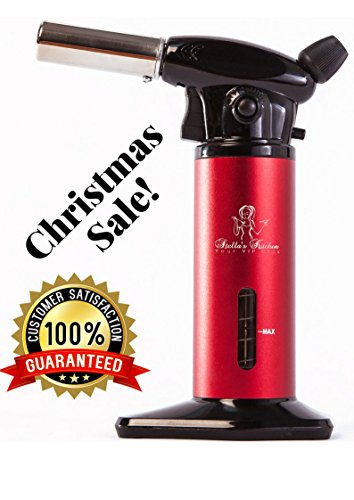 CULINARY TORCH FOR CREME BRULEE - Refillable Kitchen Torch - Blow Torch - Cooking Torch - Butane Blow Torch - Best Culinary Torch With Fuel Gauge And Safety Lock â€“ Kitchen Blow Torch