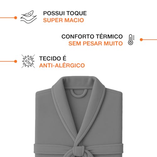 Roupão Microfibra Feminino Masculino Unissex Adulto Quentinho Inverno Frio Super Macio Confortável Antialérgico Secagem Rápida Saída de Banho Casa Hotel Enveloz