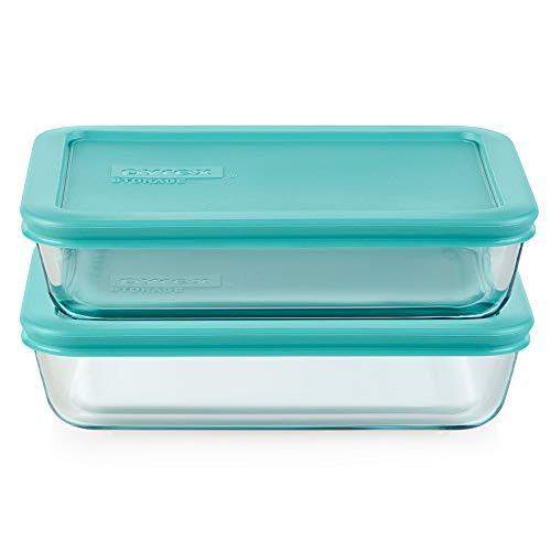 Pyrex Simply Store Food Storage Container Set with BPA-Free Lid, Rectangular Glass Storage Containers, Dishwasher, Microwave and Freezer Safe, 10 Piece