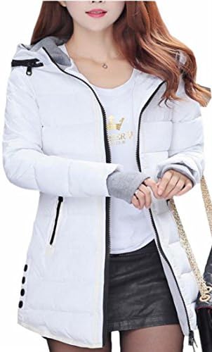 xtsrkbg Women's Hooded Thumb Hole Parka Coat Warm Casual Jacket Outwear White XS