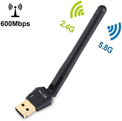 ANATEK 600Mbps USB Wifi Dongle, 802.11ac Dual Band 2.4G/5G Wireless Wifi Adapter Network Card with Antenna for PC Desktop Laptop Tablet - Support Windows 10/8/7/XP/Vista, Linx2.6X, MAC OS X