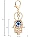 Jzcky Shzrp Blue Evil Eye on a Hamsa Crystal Rhinestone Keychain Key Chain Sparkling Key Ring Charm Purse Pendant Handbag Bag Decoration Holiday Gift