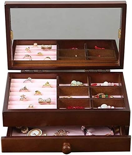 Suge Las Mujeres joyería Simple Caja de 2 Capas de Lana de Joyas Caja de Collar