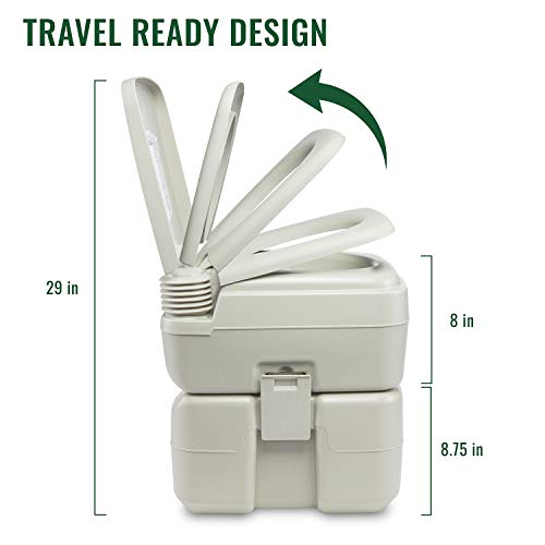 Hike Crew Outdoor Portable Toilet Porta Potty with Detachable Compartments and Bellows Pump Flush for Camping, Hiking, Boating & Travel Trailer - 5.3 Gallon (20L)