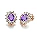 Yoursfs Clip on Earrings For Women Purple Crystal Flower Cubic Zirconia Womens Non Piercing Earrings