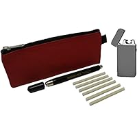 MeterMall S220-KIT-C Regin Smoke Pen with 6 Wicks, Flameless Rechargeable Lighter and Zippered Carry Case