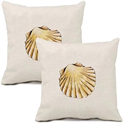 linyangpt Pack Of 2 Throw Pillows Covers bolster cushion case Faux Linen Effect Sea shell