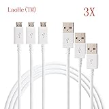 LaoHe(TM) 3 Pack High Quality Micro USB Data Cable [3.2 feet] for Samsung Galaxy S4 S3 S2 I9500 I9300 I9100/ Galaxy Note 1 2 Note I II, Nokia Lumia, Google Nexus 10, Google Nexus 4, Samsung Galaxy Note, Samsung Galaxy Tab, Google Nexus 7, Windows Phones, LG HTC Blackberry Sony, Android Tablets, and Android Phones (White)