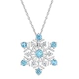 Swiss Blue Topaz and White Sapphire Snowflake Pendant