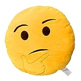 EvZ 32cm Emoji Smiley Emoticon Yellow Round Cushion Stuffed Plush Soft Pillow