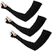HQdeal Sun UV Protection Sleeves for Men Women Cooling Arm Sleeves Warmer Long Protective Tattoo Cover Golf Cycling Running Fishing Driving Basketball Baseball 3 Pairs Black