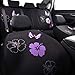 CAR PASS Universal Fabric Car Seat Covers,Print Purple Flower and Butterfly Seat Covers Full Set with Airbag Compatible, Fit Sedans,Cars,Vans,Suitable for Women & Girly (Black and Purple)
