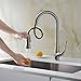 Avola Solid Brass Single Lever High Arc Pull Down Kitchen Faucet, Brushed Stainless Steel Single Handle Pull Out Sprayer Kitchen Mixer Faucet