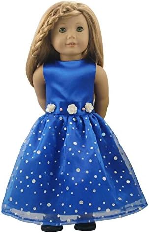 CNACCASU Blue Long Dress for 18 Inch American Girl Shiny Flower Doll Clothes Clothing(FBA)