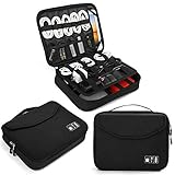 Electronics Bag, Jelly Comb Electronic Accessories Travel Cable Organizer Waterproof Cord Storage Bag for Cables, iPad (Up to 11''),Power Bank, USB Flash Drive and More-(All Black)